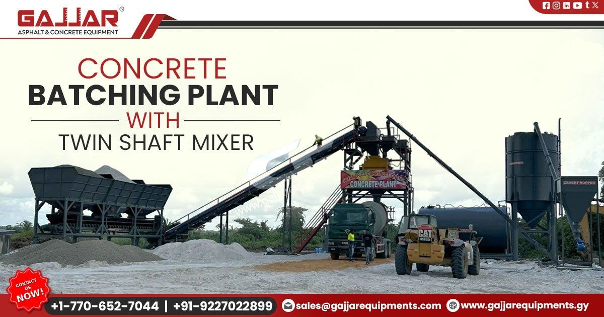 Concrete Batching Plant with Twin Shaft Mixer in Guyana